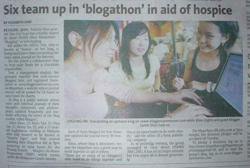 Blogathoners in The Star Malaysia