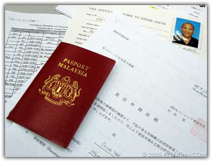 Visa application form for Tokyo trip
