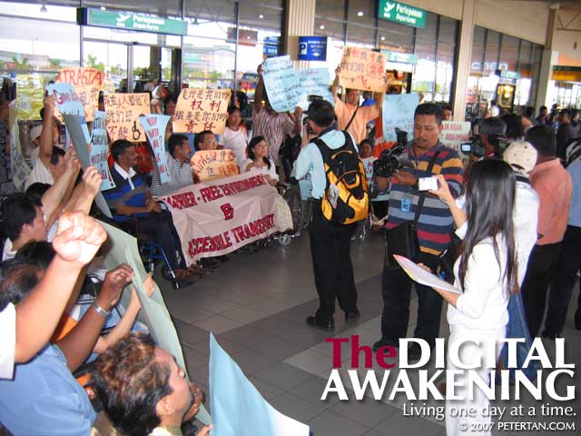 BEAT protest at LCCT against AirAsia's discriminatory policy against disabled person