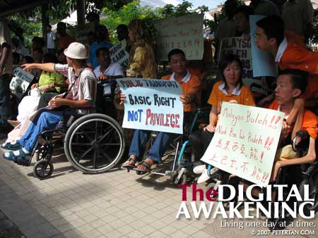 Disabled persons protesting against inaccessible public buses in Malaysia