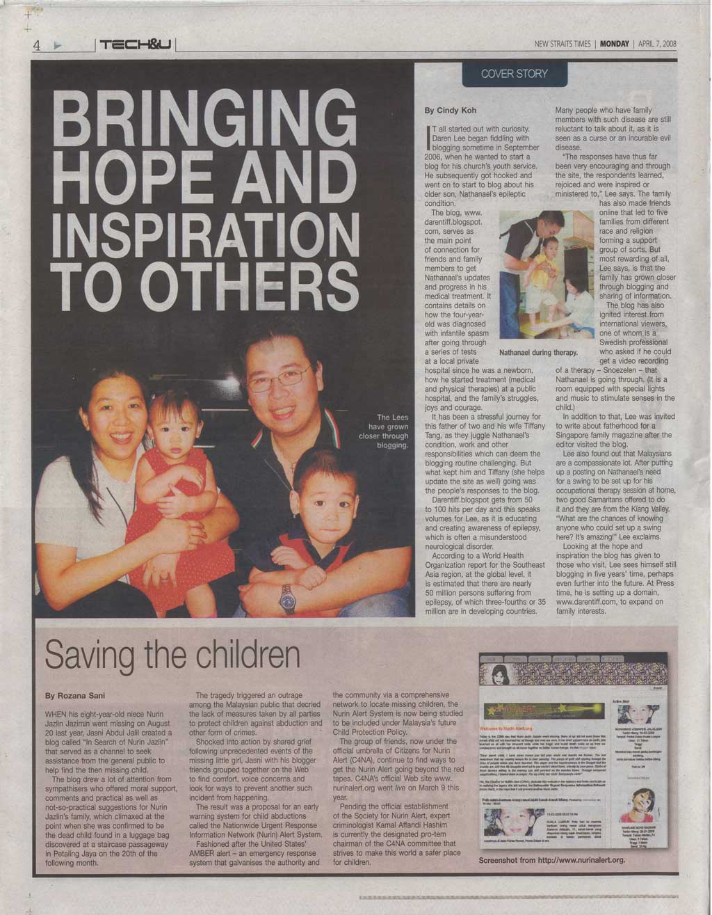 Blogs of Courage - NST - Tech & U - Cover - April 8, 2008