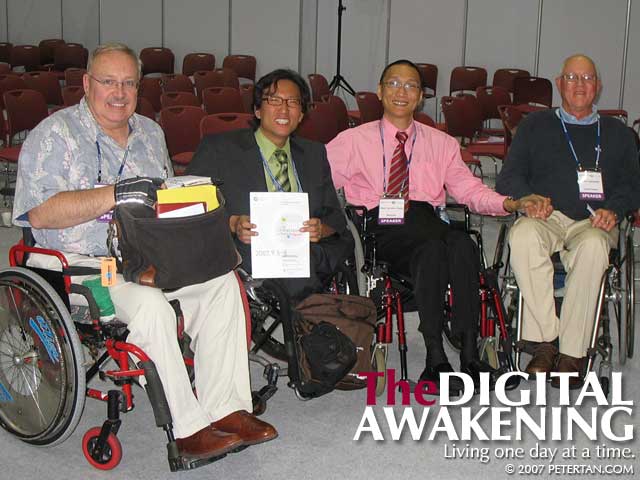 Dr. Glen White, Park Chano, Director of Seoul Center for Independent Living, Korea and Peter Tan