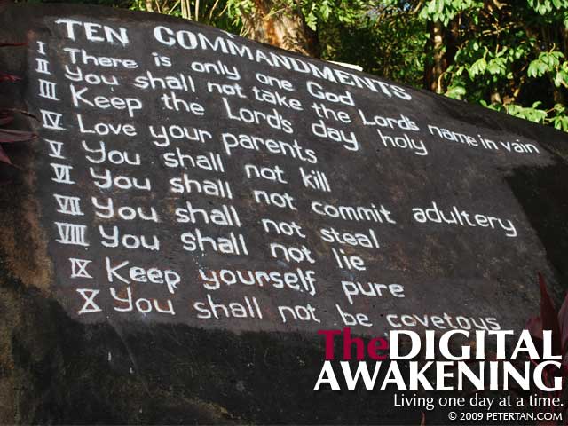 The Ten Commandments carved into a rock near St. Anne's Shrine Bukit Mertajam