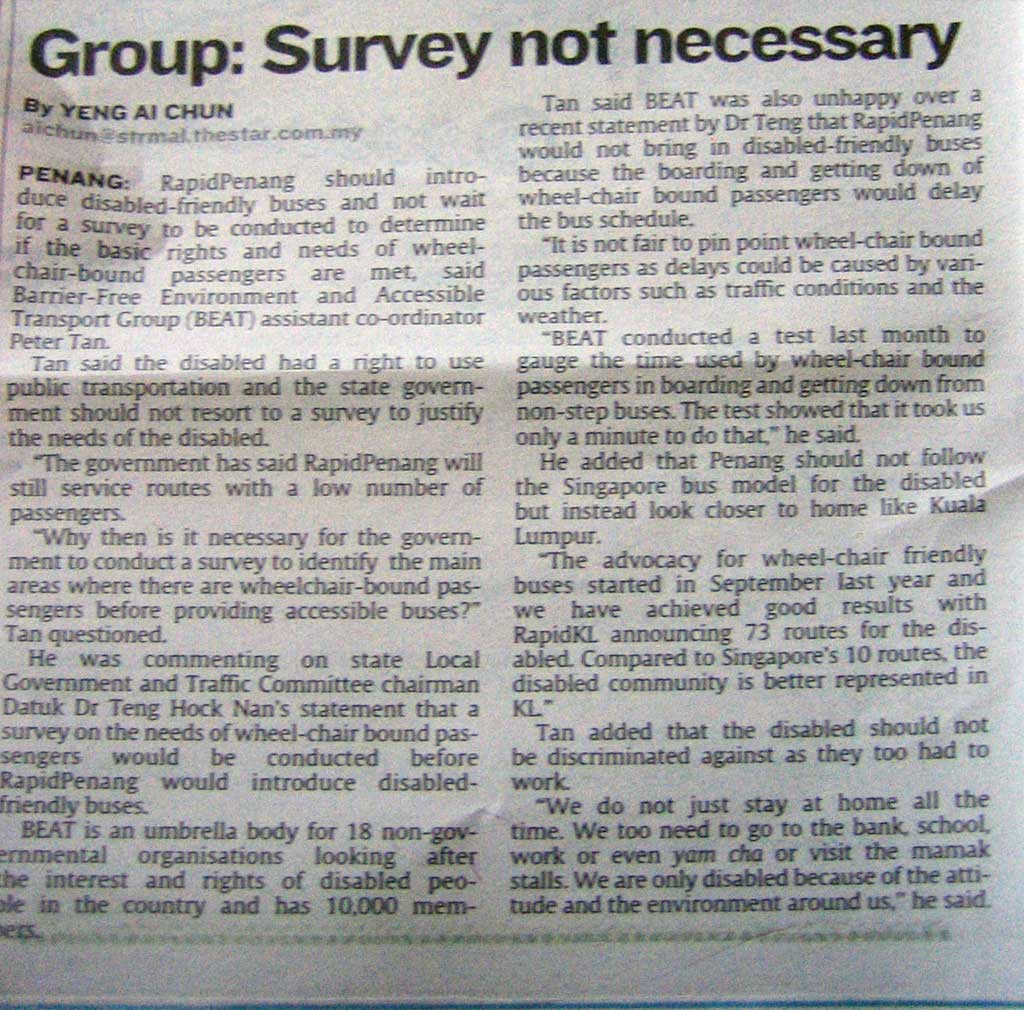 The Star - May 21, 2007: Group: Survey not necessary