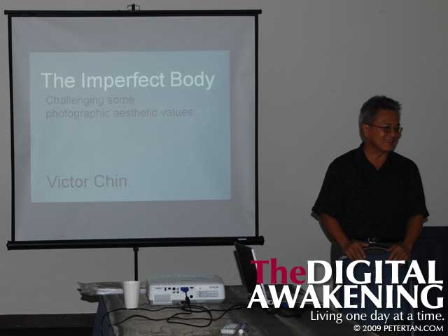 Victor Chin delivering his presentation on The Imperfect Body - Challenging some photographic aesthetic values at DCIM Show 2009